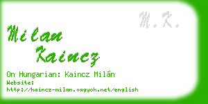 milan kaincz business card