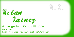 milan kaincz business card